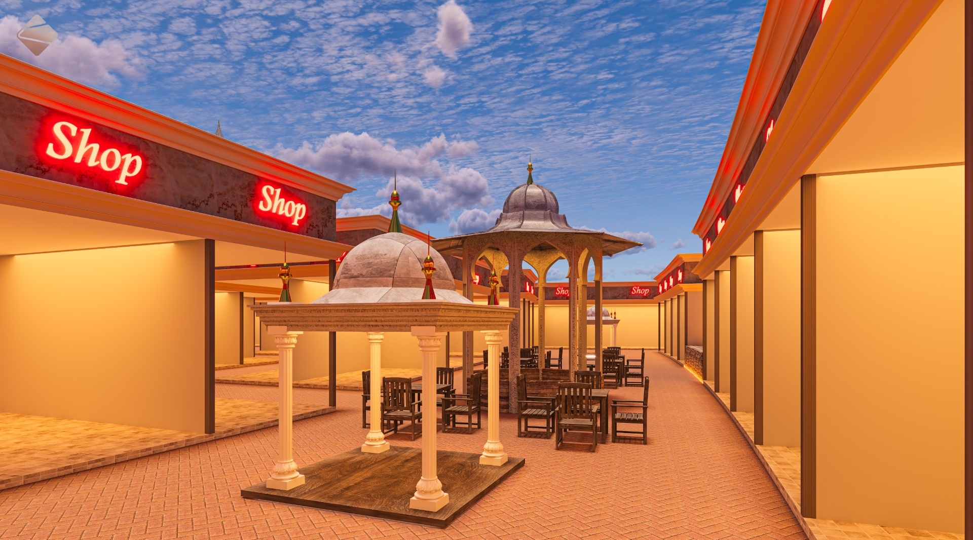 Turkey Pavilion — Ottoman kiosks and shopping promenade