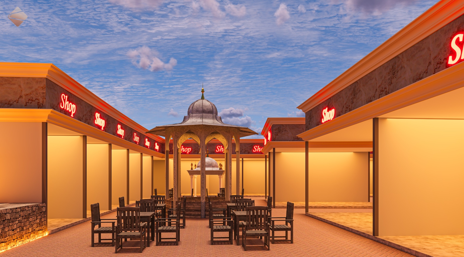 Turkey Pavilion — central domed pavilion and courtyard seating